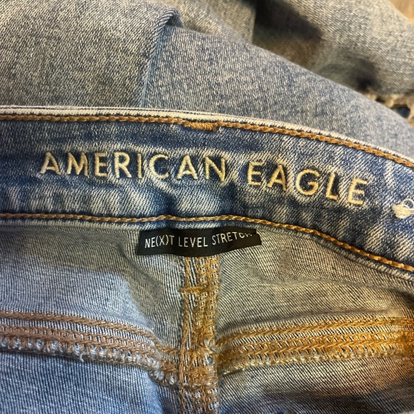 HAND PAINTED BY ME American Eagle Outfitters Distressed Blue Skinny Jeans - Picture 9 of 13